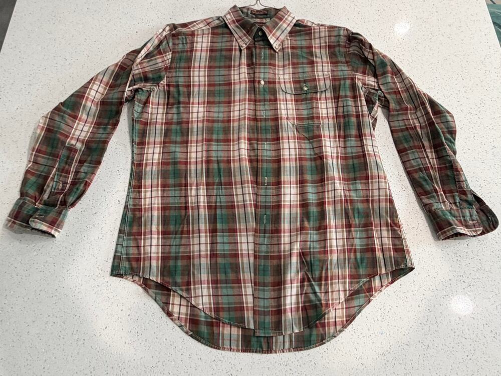 Norman Blazer Classic Collection vintage plaid shirt L long-sleeve collared 80s